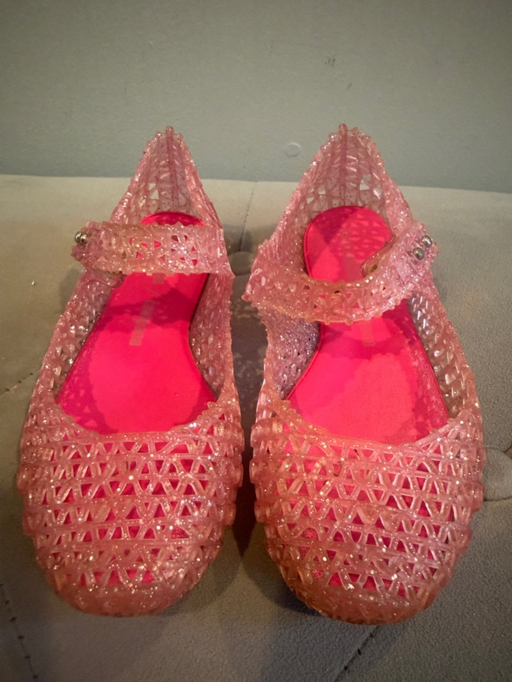 Mini Melissa Girls Pink Jelly Mary Jane Shoes